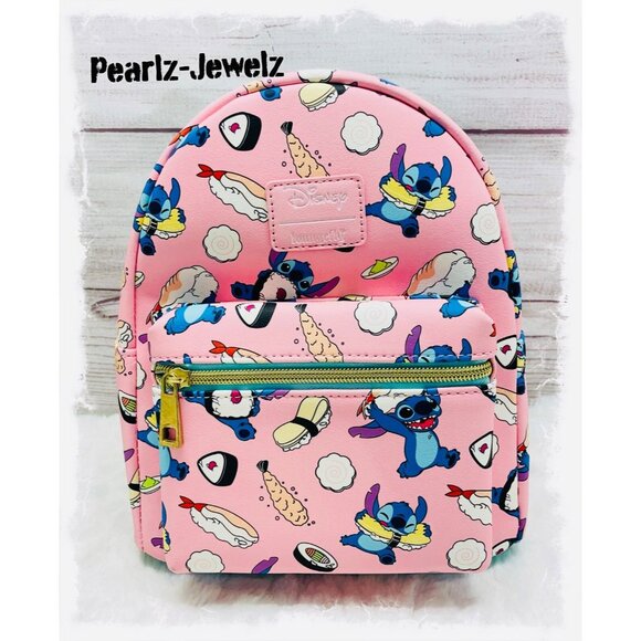 Loungefly Disney Lilo & Stitch Sushi Stitch Pink Mini Backpack NWT